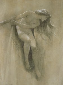 女性ヌード研究（紙にチョーク）
